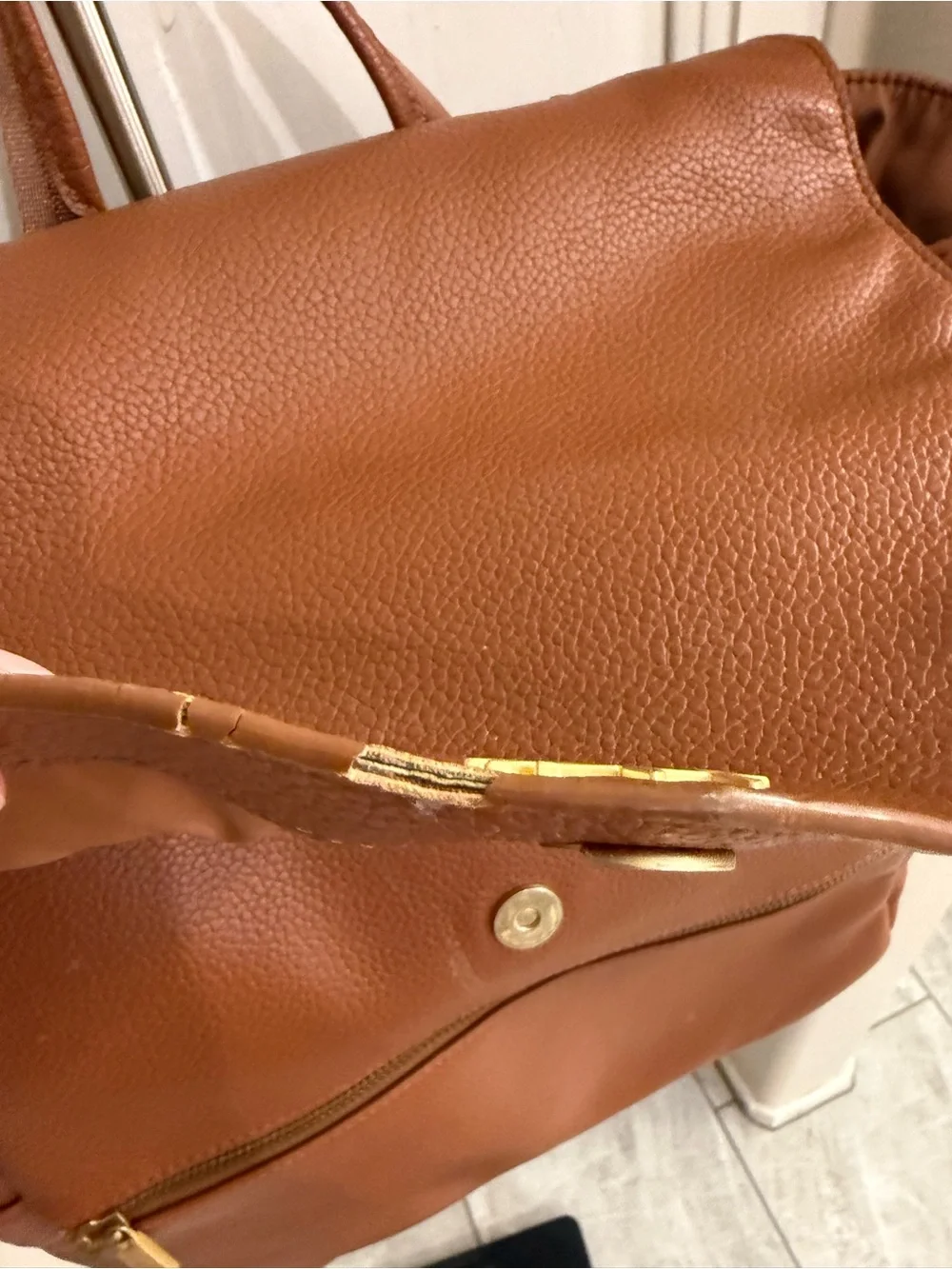 Freshly Picked Classic Cognac Diaper Bag Backpack Brown